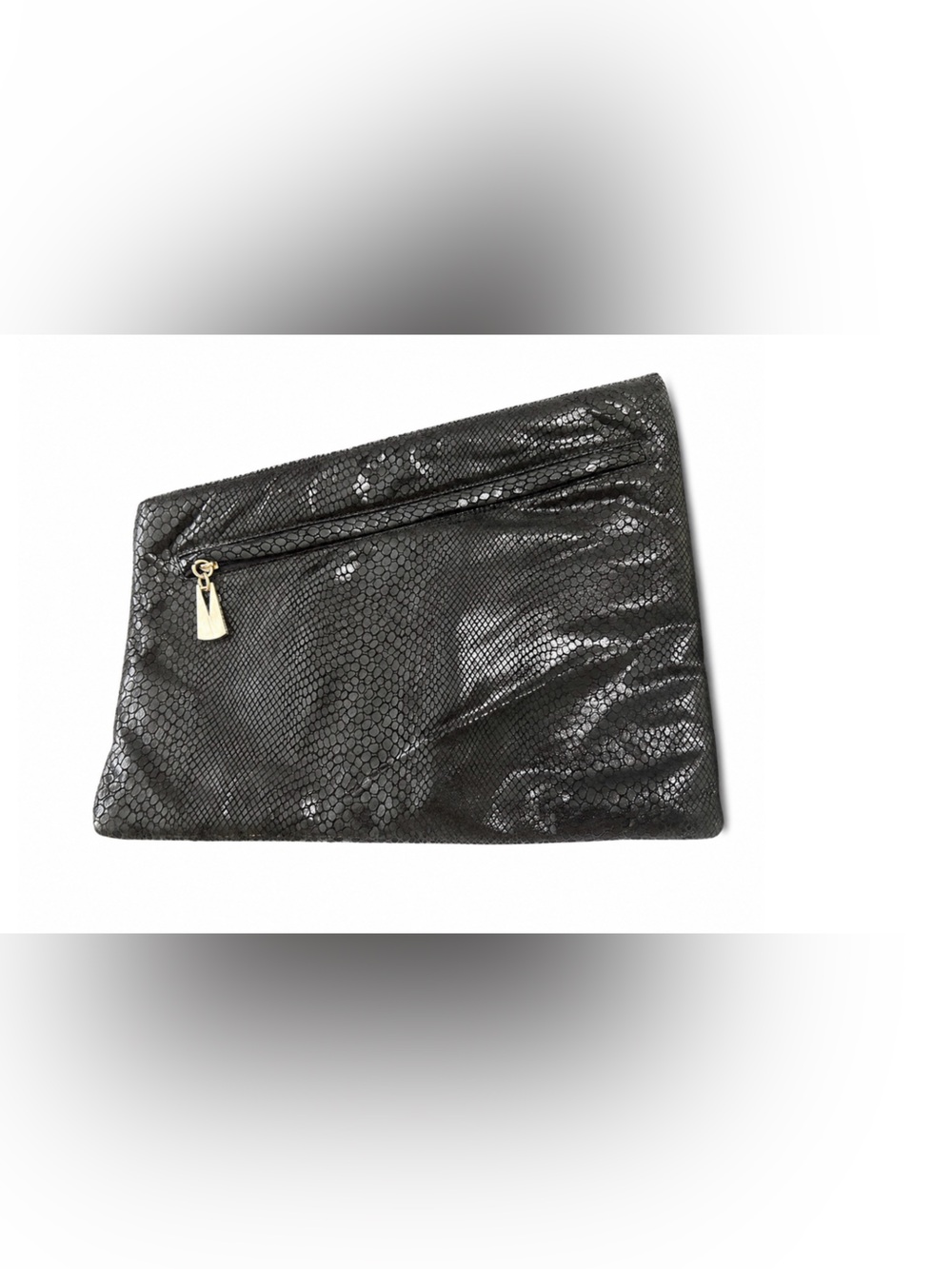 Liza Ganz New York  shiny Python Black Textured  Clutch
